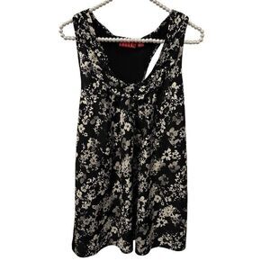 Elle sleeveless tank top XL black white floral whimsigoth goth feminine peasant